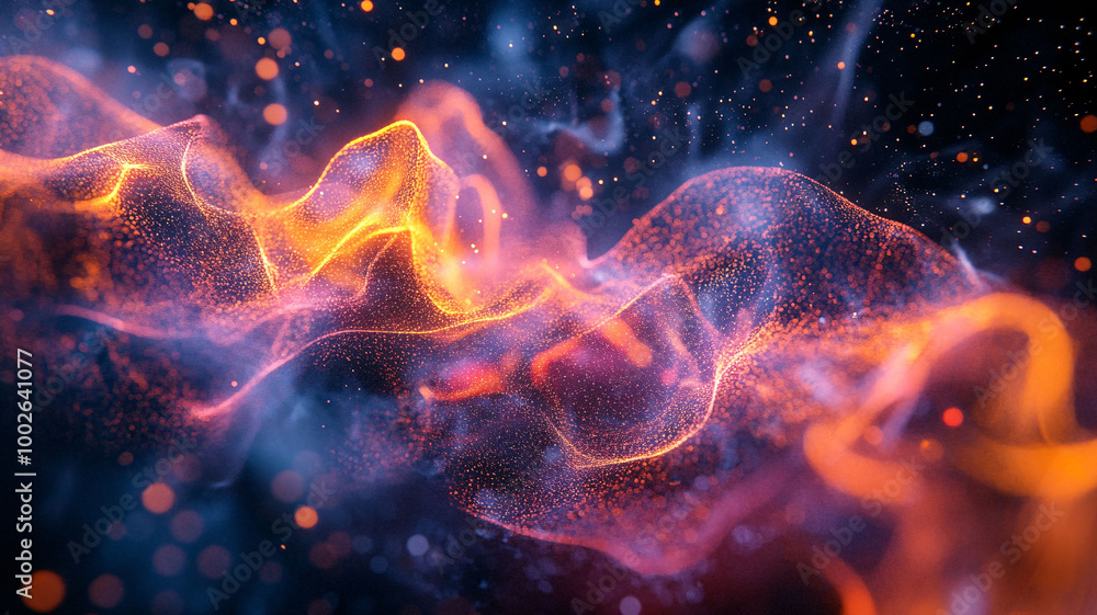 Abstract scene depicting sculptures made of light and energy Abstract scene depicting sculptures made of light and energy