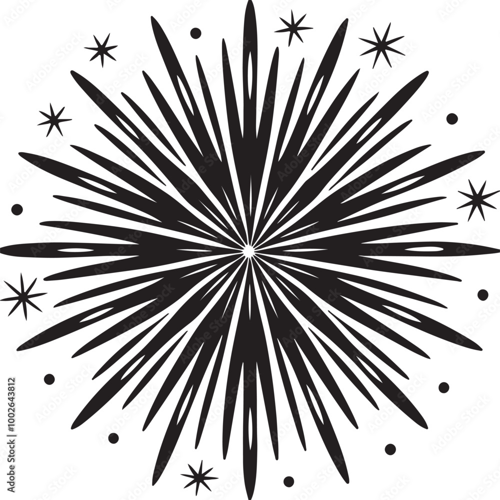 Obraz premium Vector image depicting a display of colorful fireworks lighting up the night sky, emphasizing celebration and joy