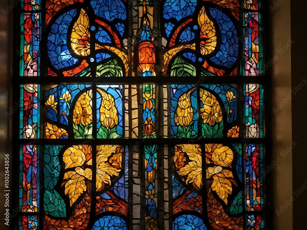 Stained glass artwork. Stained glass artwork.