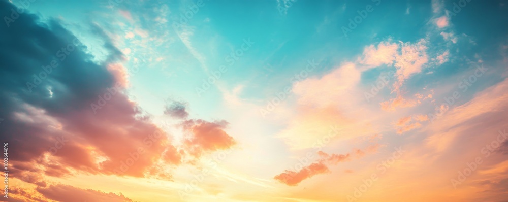Colorful sunset with vibrant clouds and clear Colorful sunset with vibrant clouds and clear