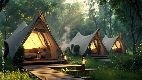 Luxury Glamping Tents in a Forest