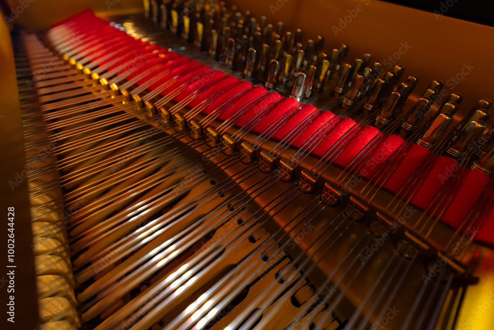Fototapeta premium Steinway and Sons logo on black pianoforte