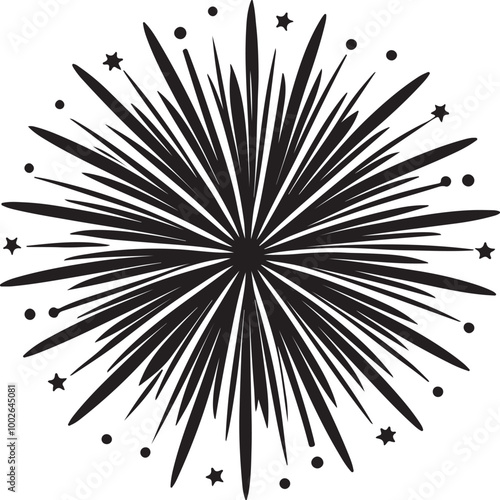 Vector image depicting a display of colorful fireworks lighting up the night sky, emphasizing celebration and joy