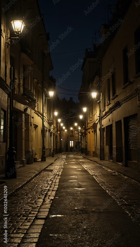Street illuminated at night. Street illuminated at night.