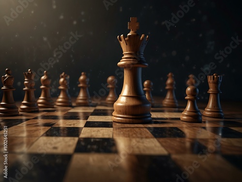 Striking digital chess scene featuring a king piece. photo