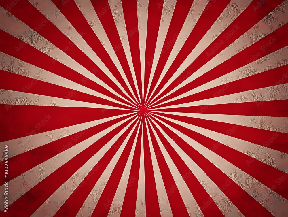 Fototapeta premium Red and cream retro circus background with sunburst rays vector presentation template design