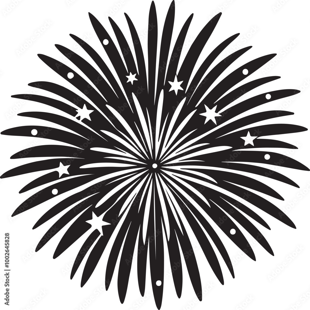 Obraz premium Vector image depicting a display of colorful fireworks lighting up the night sky, emphasizing celebration and joy