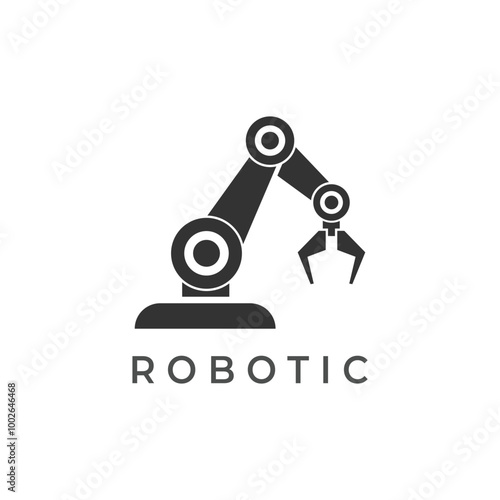 Robotic hand manipulator symbol icon. Robot limb logo. Robot arm. automation, robot, CNC shape logo.