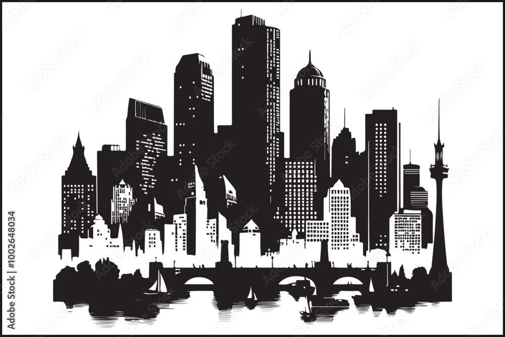 Fototapeta premium Boston City Skyline Vector Silhouette