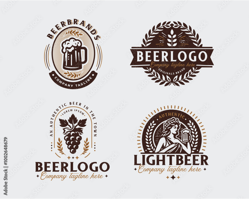 Fototapeta premium Set bundle vintage brewery beer bar logo for business company