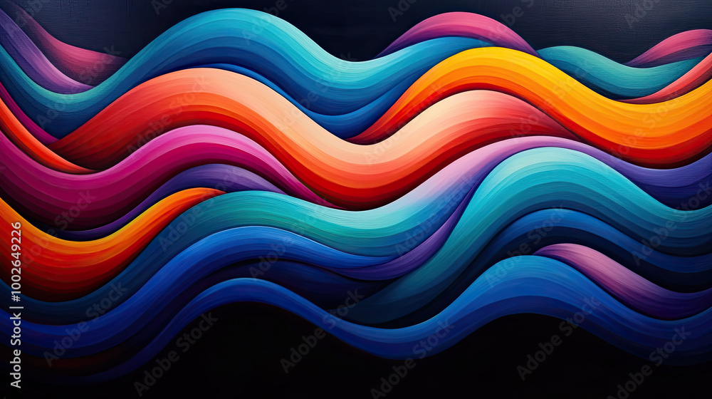 Colorful wavy abstract pattern on a dark background Colorful wavy abstract pattern on a dark background
