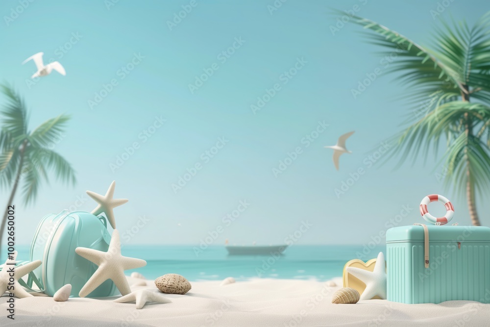 Obraz premium A blue suitcase with a red