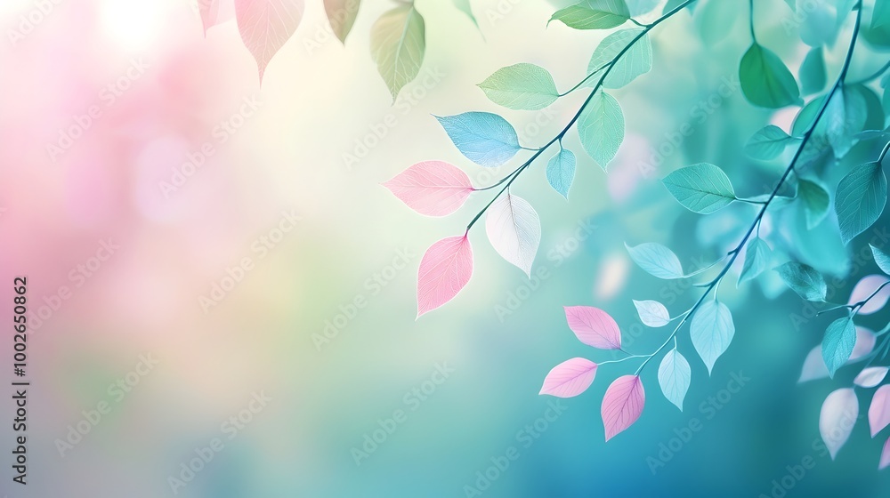 Obraz premium Delicate Spring Leaves Caught in Graceful Dance of Breeze and Renewal