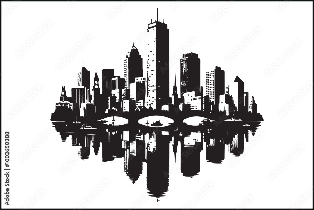 Fototapeta premium Boston City Skyline Vector Silhouette