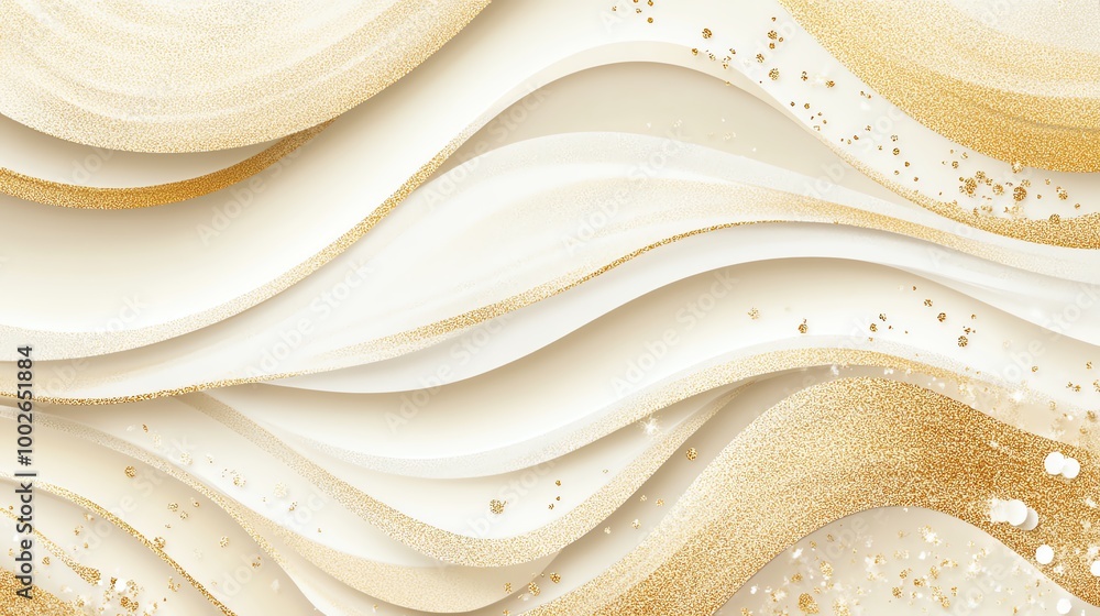 Obraz premium Elegant abstract layers of cream and gold create a luxurious and soothing visual backdrop for design and decor.