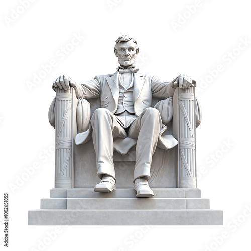 Abraham Lincoln statue, white isolate background transparent background