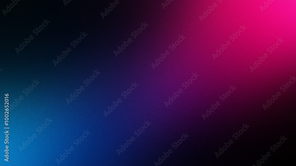 Fototapeta premium Abstract blue purple pink color wave on black background, grainy noisy banner backdrop design