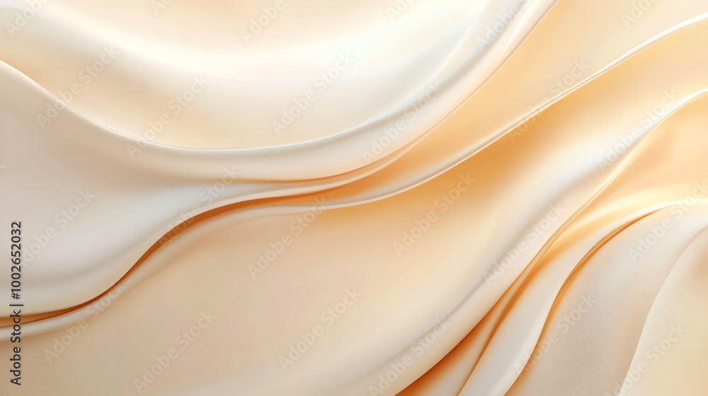Fototapeta premium Elegant fabric draping with soft waves, evoking a sense of luxury and tranquility in a warm color palette.