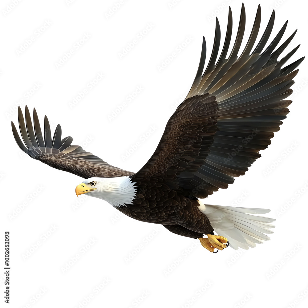Fototapeta premium A majestic eagle in flight, showcasing its powerful wings and sharp talons. transparent background
