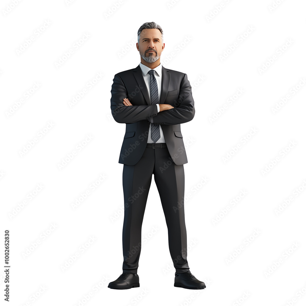 Confident businessman standing with arms crossed, isolated on white background. transparent background Confident businessman standing with arms crossed, isolated on white background. transparent background