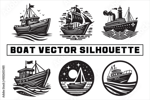 Boat Vector Silhouette Designs