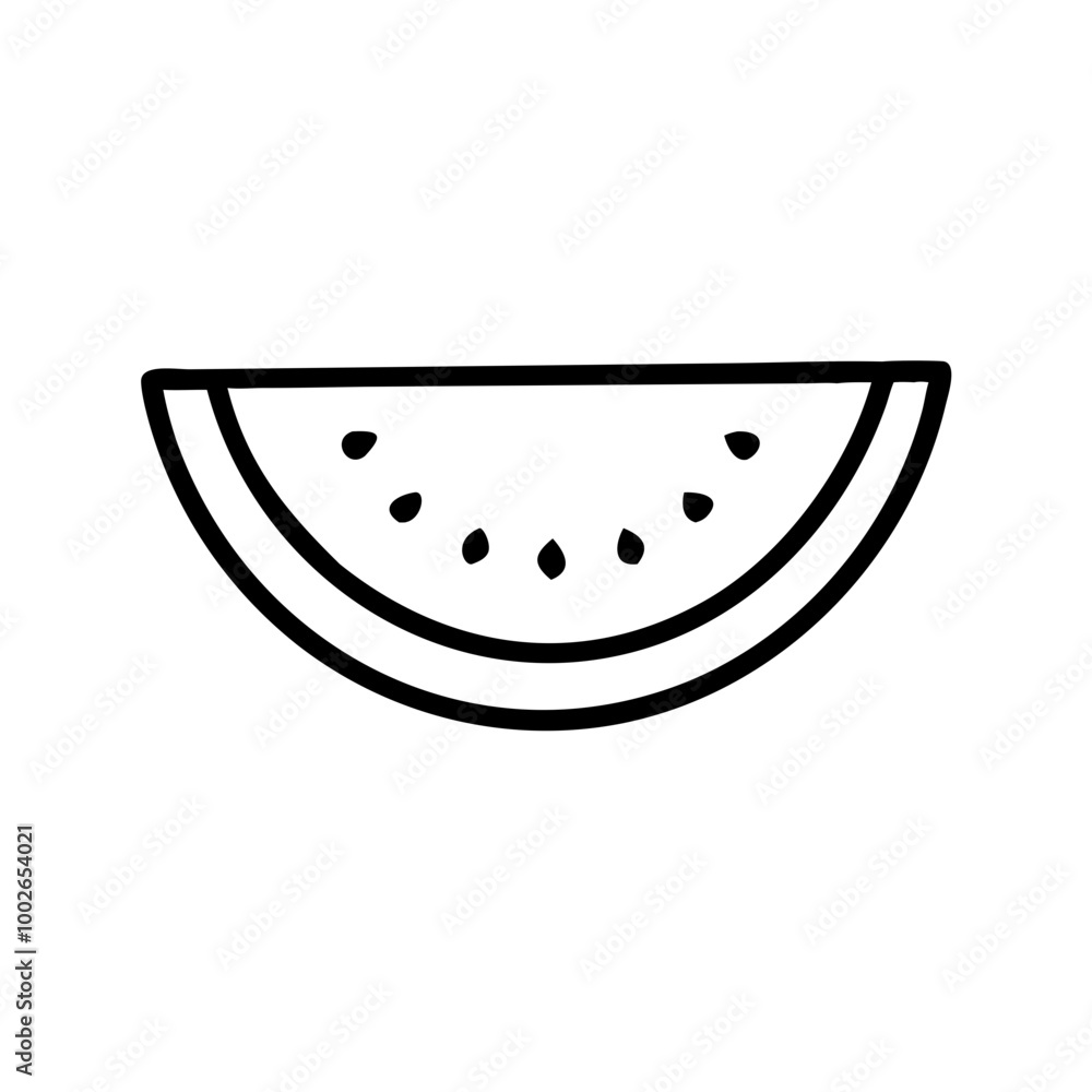 Watermelon slice vector icon, fruity design, simple black and white illustration Watermelon slice vector icon, fruity design, simple black and white illustration