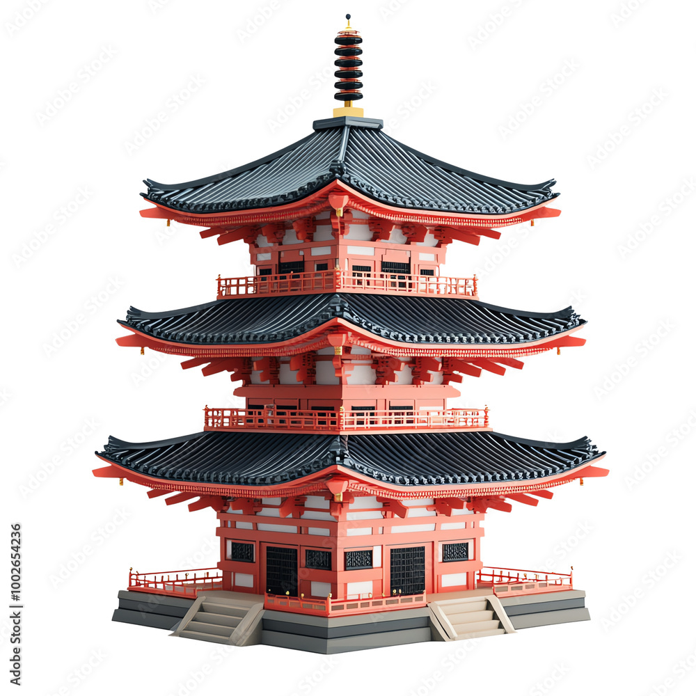 Traditional Japanese pagoda, finely designed with intricate details, isolated background. transparent background Traditional Japanese pagoda, finely designed with intricate details, isolated background. transparent background