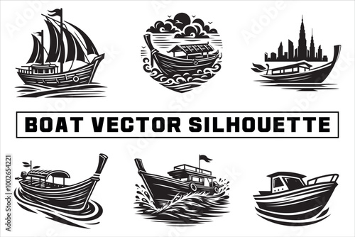 Boat Vector Silhouette Designs