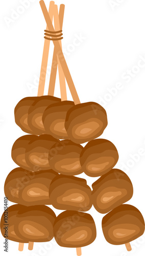Chicken satay indonesian traditional food vector illustration
