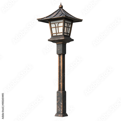 Traditional street lamp design with a modern touch, white isolate background. transparent background