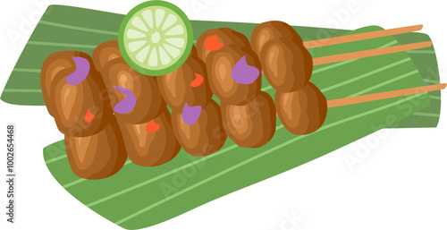 Chicken satay indonesian traditional food vector illustration