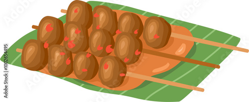 Chicken satay indonesian traditional food vector illustration