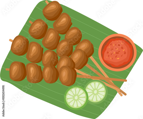 Chicken satay indonesian traditional food vector illustration