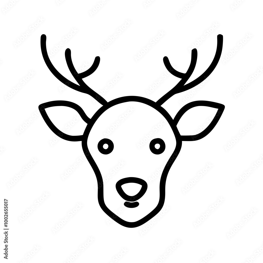 Deer head vector icon, playful design, simple black and white illustration Deer head vector icon, playful design, simple black and white illustration