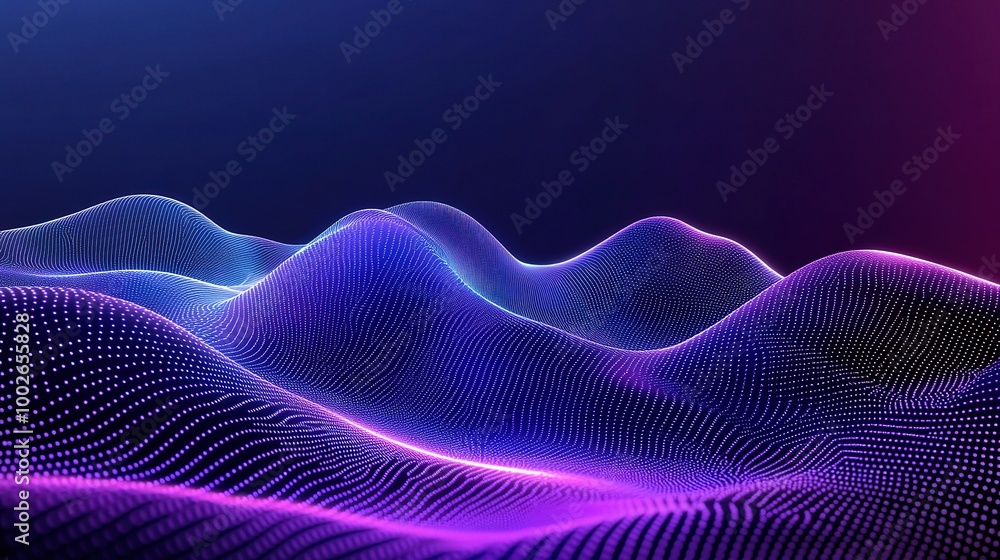 Abstract Digital Waves in Purple and Blue Hues Abstract Digital Waves in Purple and Blue Hues