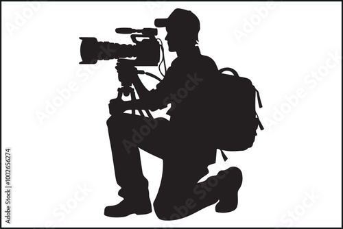 Professional Cameraman Vector Silhouette Collection