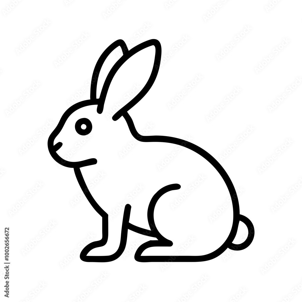 Rabbit vector icon, playful design, simple black and white illustration Rabbit vector icon, playful design, simple black and white illustration