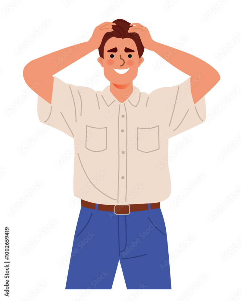 A person in a white shirt and blue pants. Vector flat illustration A person in a white shirt and blue pants. Vector flat illustration