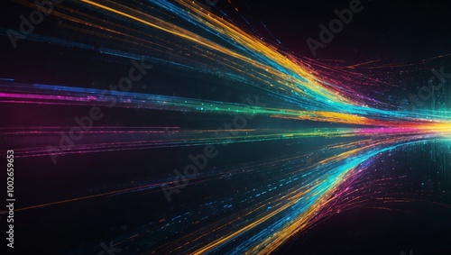 High-tech background with dynamic light trails and vibrant colors