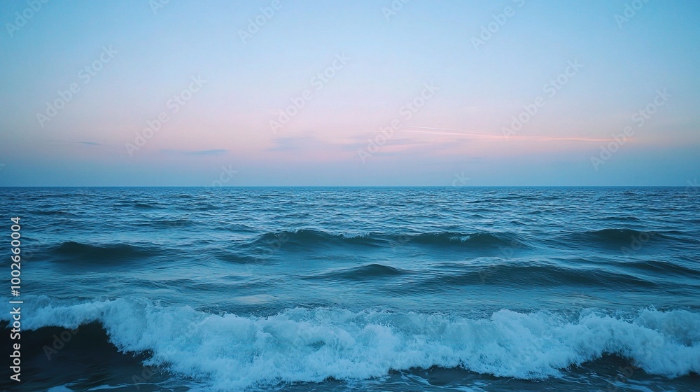 Serene Ocean View at Dusk with Gentle Waves Serene Ocean View at Dusk with Gentle Waves
