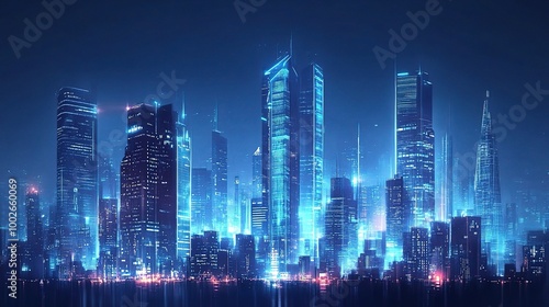 Futuristic Urban Skyline at Night