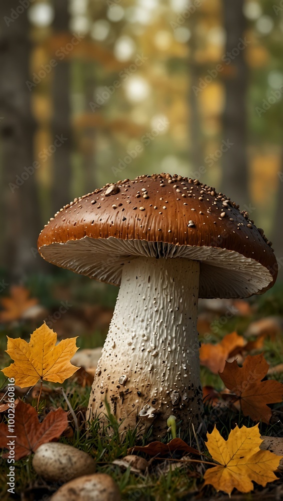 Vector of a boletus mushroom highlighting autumn's beauty. Vector of a boletus mushroom highlighting autumn's beauty.
