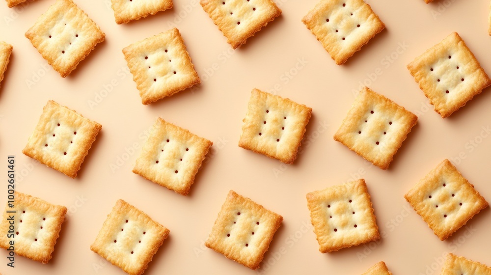 Square Crackers Pattern on Peach Background Square Crackers Pattern on Peach Background