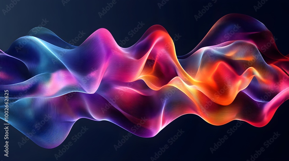 Fototapeta premium Colorful fluid shapes on a dark background, with glowing edges, flowing and elegant composition