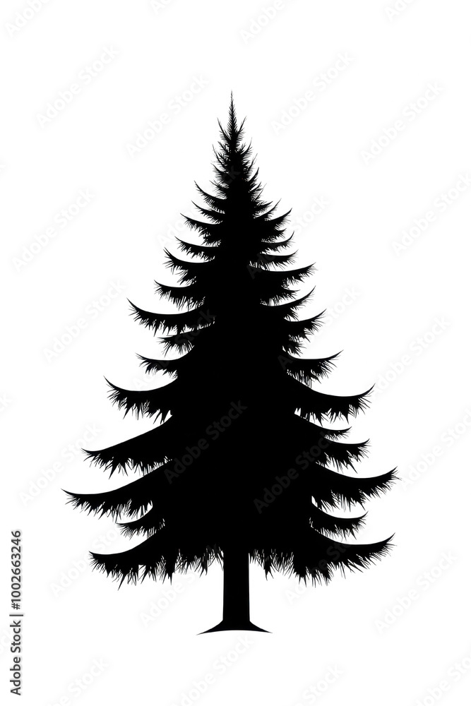 Black Silhouette of a Tall Pine Tree on transparent background Black Silhouette of a Tall Pine Tree on transparent background