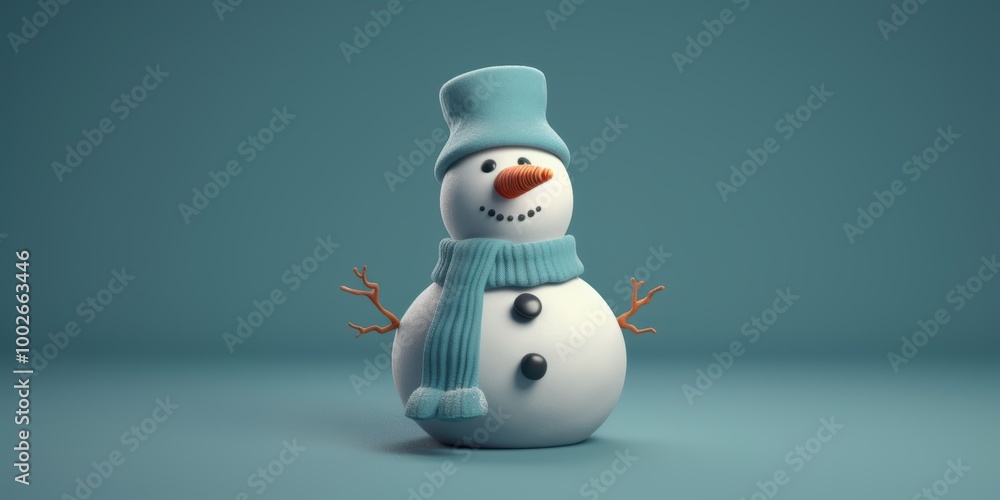 Smiling Snowman in Blue Hat and Scarf Smiling Snowman in Blue Hat and Scarf