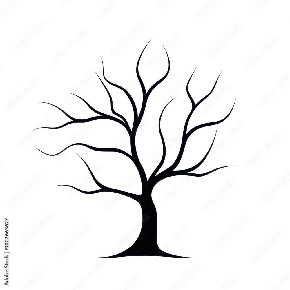 Elegant Silhouette of a Bare Tree on transparent background Elegant Silhouette of a Bare Tree on transparent background