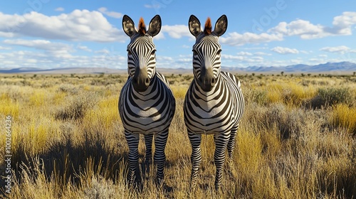 Two plains zebras in their natural habitat