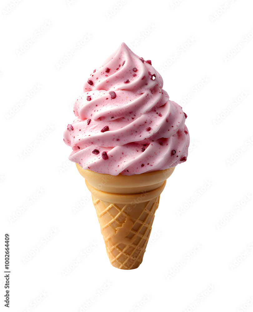Delicious Pink Ice Cream Cone with Berry Toppings, Isolated on Transparent Background Delicious Pink Ice Cream Cone with Berry Toppings, Isolated on Transparent Background