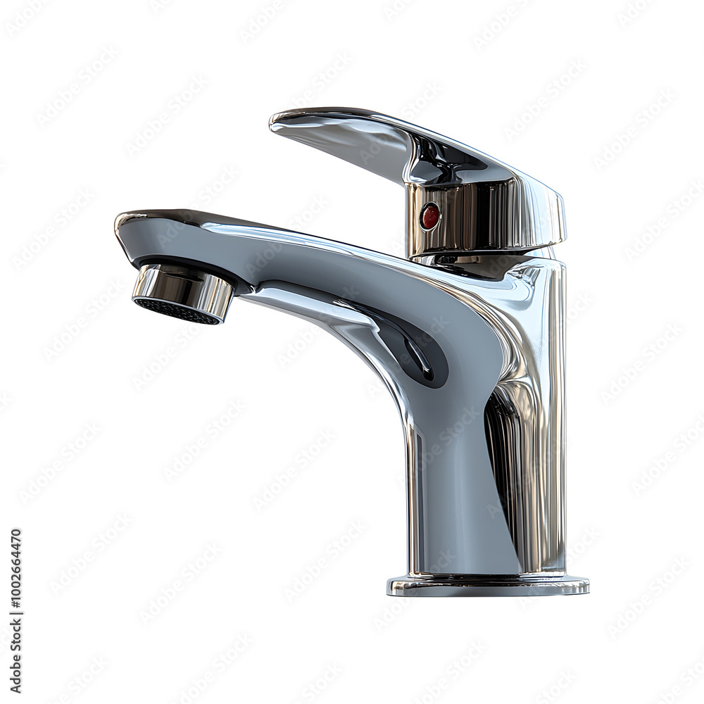 Sleek Modern Chrome Faucet, Isolated on Transparent Background Sleek Modern Chrome Faucet, Isolated on Transparent Background